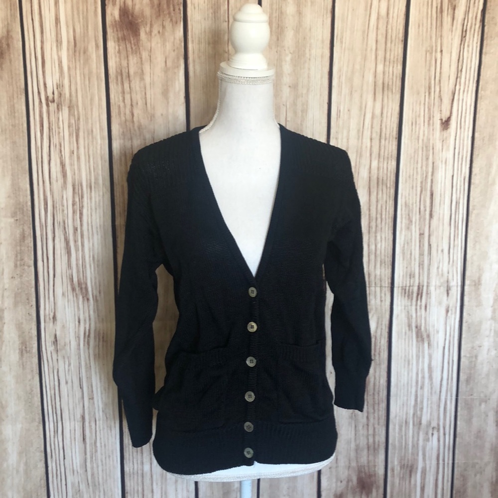 Liz Claiborne Classic Black Cardigan Petite Small